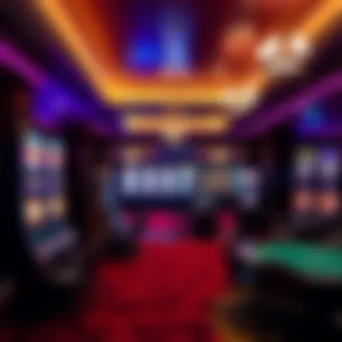 Luxurious gaming area featuring slot machines and gaming tables