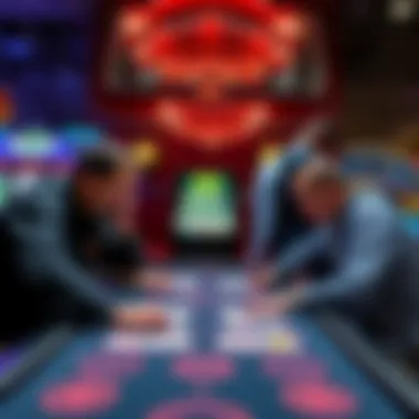 Illustration of players strategizing around a gaming table