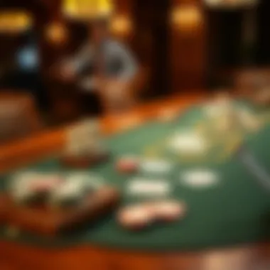 Artistry in Poker Table Design Artistic design of a wooden poker table with chips and cards