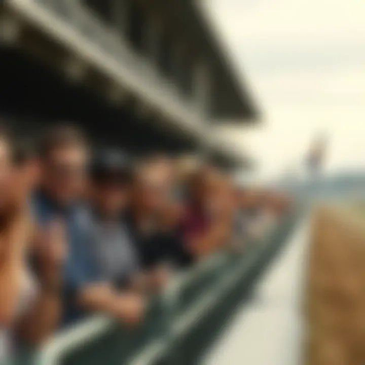 Spectators cheering at Belmont Park