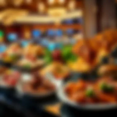 Luxurious buffet spread featuring various gourmet dishes