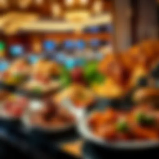 Luxurious buffet spread featuring various gourmet dishes