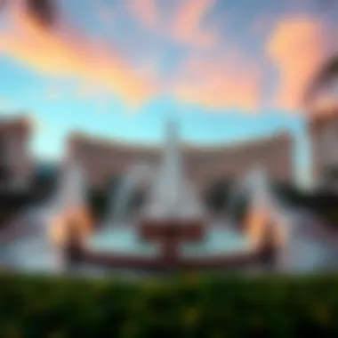 The iconic fountains and landscapes around Caesars Palace