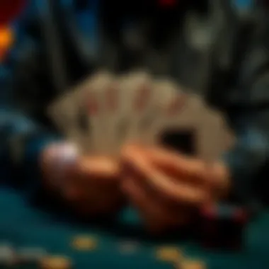 A close-up of hands displaying winning Spades cards