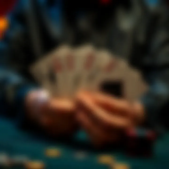 A close-up of hands displaying winning Spades cards