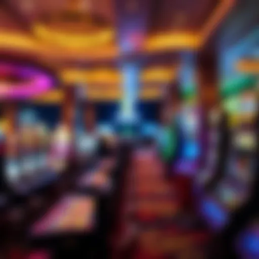 A vibrant casino floor showcasing various gaming tables and slot machines