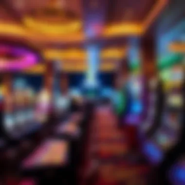 Diverse Gaming Experience A vibrant casino floor showcasing various gaming tables and slot machines