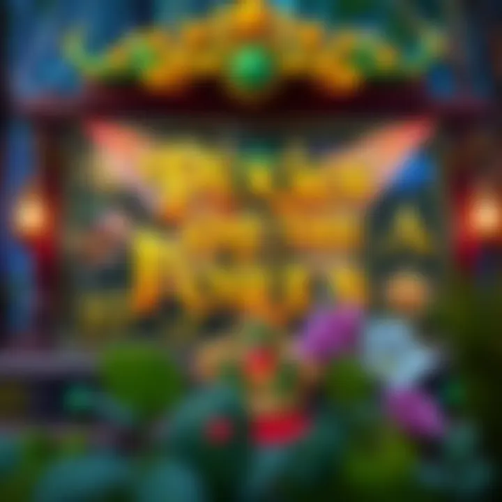 Gameplay mechanics screen showcasing the Pixies of the Forest slot