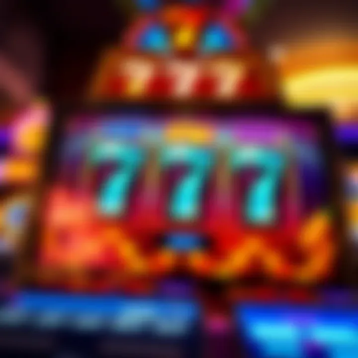 Colorful 777 slots machine with vibrant symbols