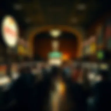 A vintage bingo hall filled with players engaged in a game.