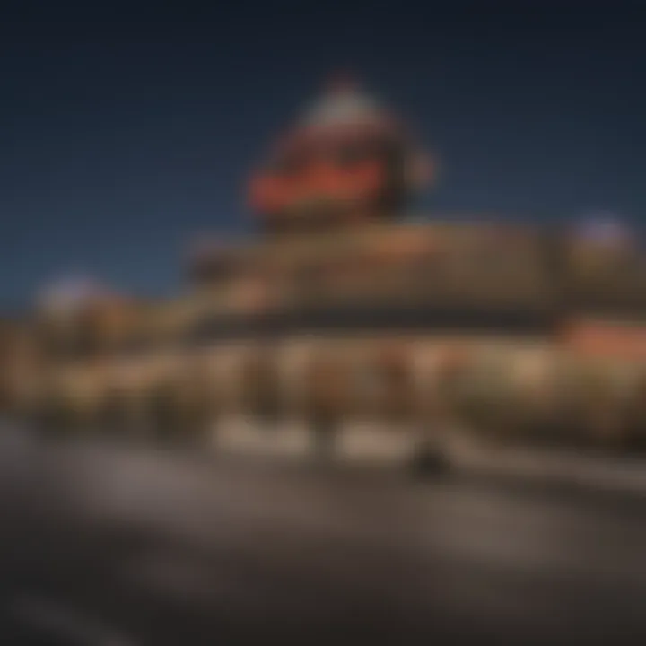 A panoramic view of the Black Hawk Casino at night, showcasing its dazzling lights and vibrant atmosphere.