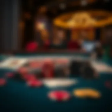 A classic blackjack setup with cards and chips