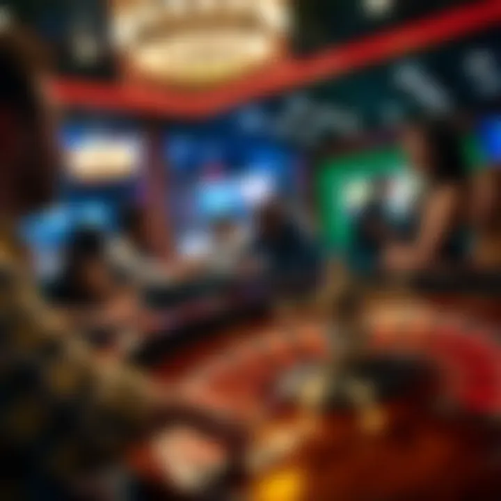 Exciting roulette table with players engaged