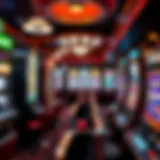 Diverse Slot Machines in Casino A vibrant casino floor filled with diverse slot machines