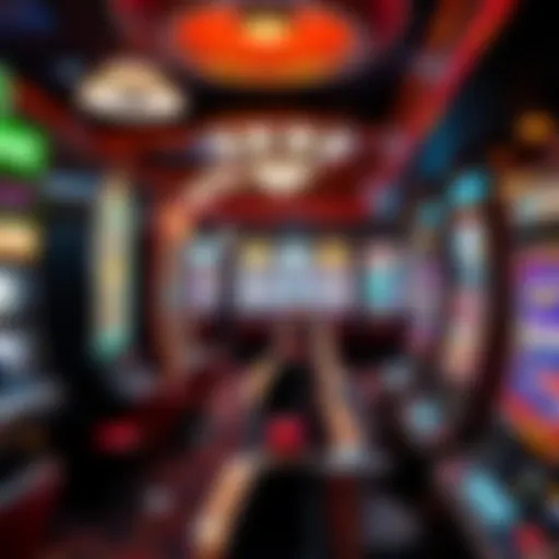 Diverse Slot Machines in Casino A vibrant casino floor filled with diverse slot machines