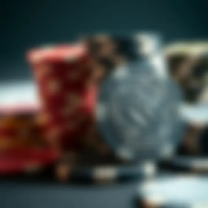 Close-up of unique poker chips showcasing intricate designs.