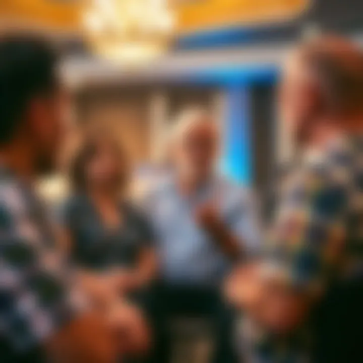 Community members discussing the hotel development project