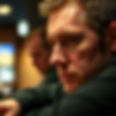 Concentration in Poker Strategy Close-up of a poker player's focused expression