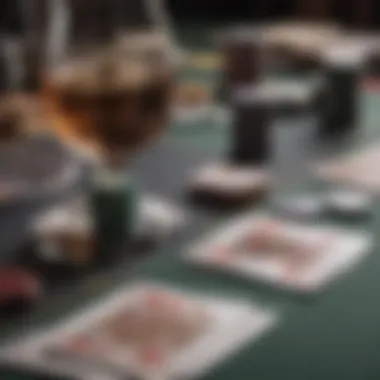 A detailed setup of a euchre game with cards strategically placed