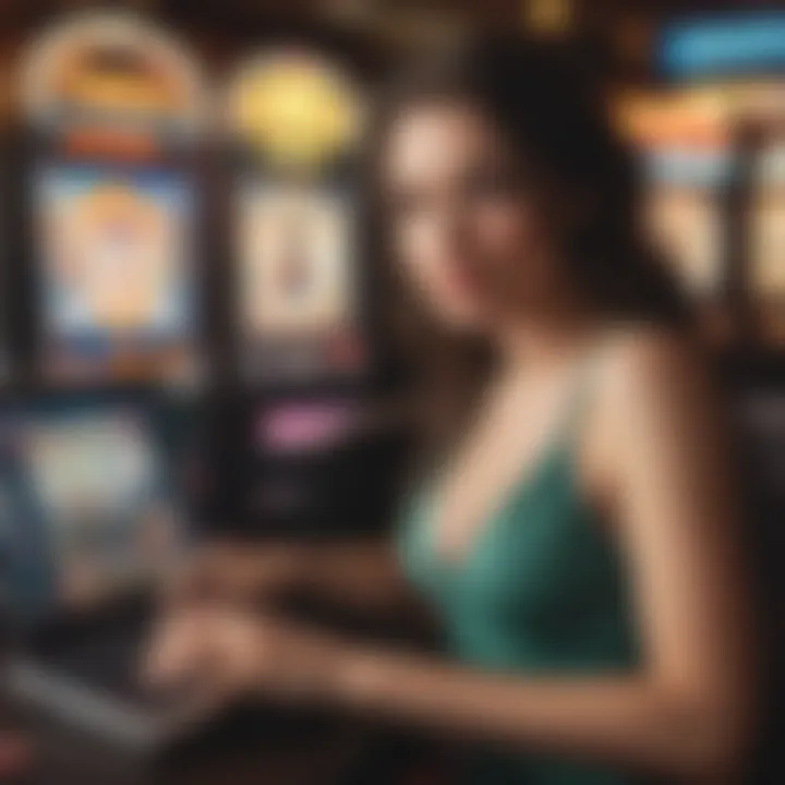 Player enjoying free slots on a laptop