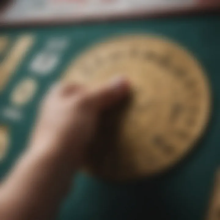 Close-up view of a player scratching off a lottery ticket with focus on winning symbols