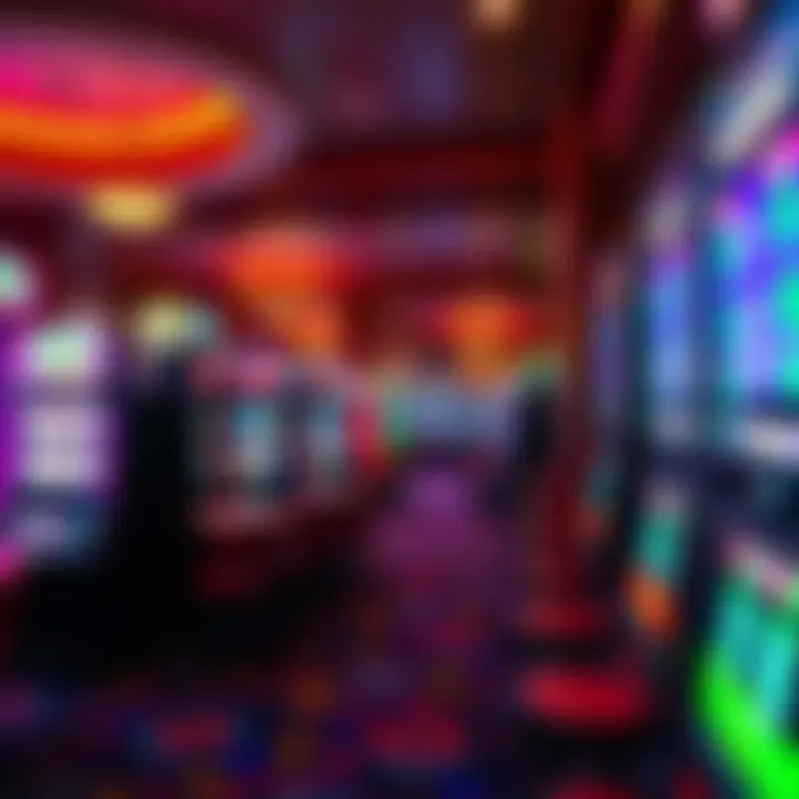 The vibrant gaming floor filled with colorful slot machines and tables