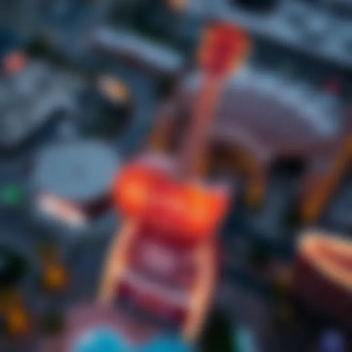 Aerial view of Hard Rock Casino showcasing its iconic guitar façade