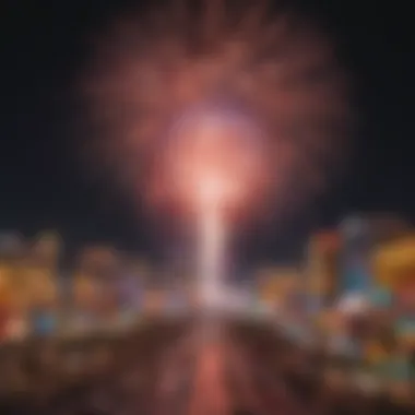 Fireworks Over the Strip Spectacular fireworks lighting up the Las Vegas skyline
