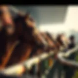 A close-up of a horse racing event in progress