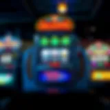 Vintage slot machine with bright lights