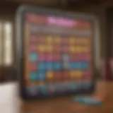 Virtual bingo game interface with colorful cards