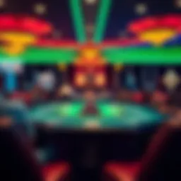 A vibrant casino poker table during a No Limit Texas Hold'em game