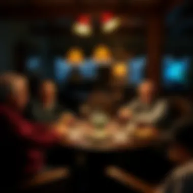 Cozy Home Poker Night A cozy home setting with friends gathered around for a poker night