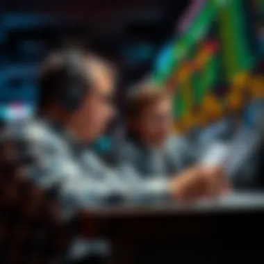 Engaged bettors analyzing odds and statistics