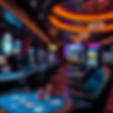 Virtual casino gaming environment showcasing diverse games
