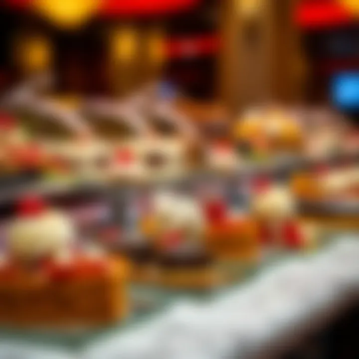 A selection of desserts artfully arranged on a buffet table