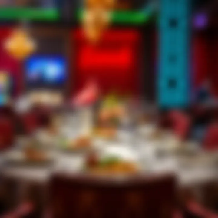 An elegant dining setup featuring gourmet dishes and fine wines available at Sands Casino.