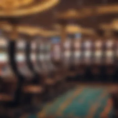 Vibrant gaming floor filled with various slot machines and players