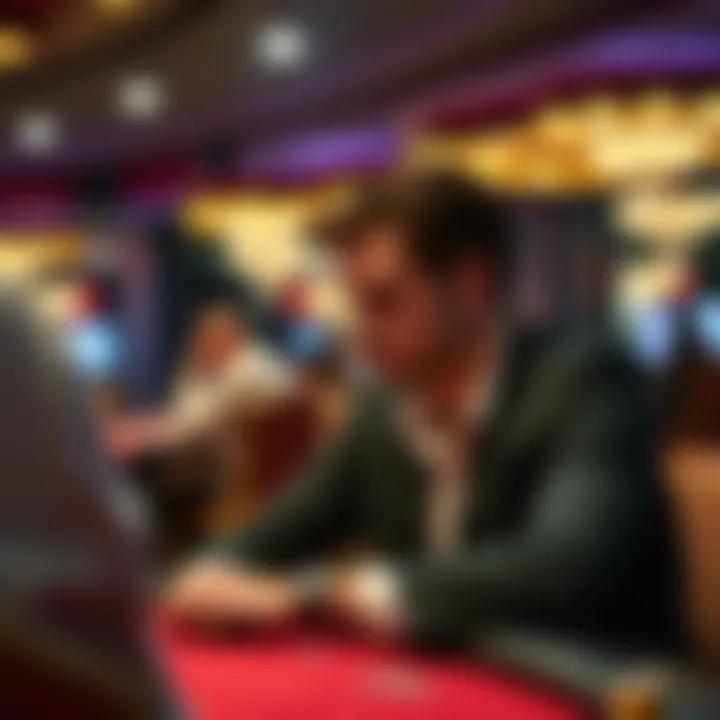 A player deep in thought while strategizing at a casino table