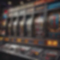 A close-up of a vibrant slot machine with colorful symbols