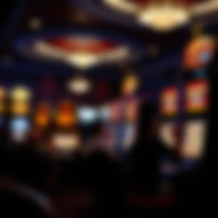 An atmospheric casino setting highlighting players engaged with dragon slot machines