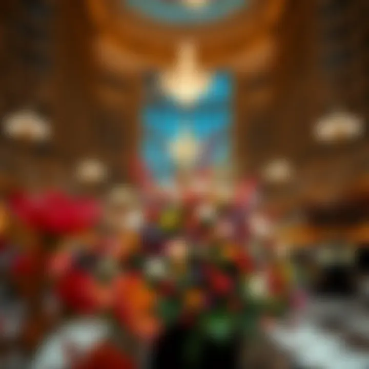 Seasonal Splendor: Floral Masterpiece in the Atrium Stunning floral arrangement in the Bellagio Atrium showcasing seasonal blooms.