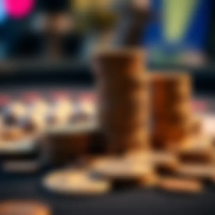 Symbolizing Winnings in Bingo Stack of coins symbolizing winnings and bonuses in bingo gaming