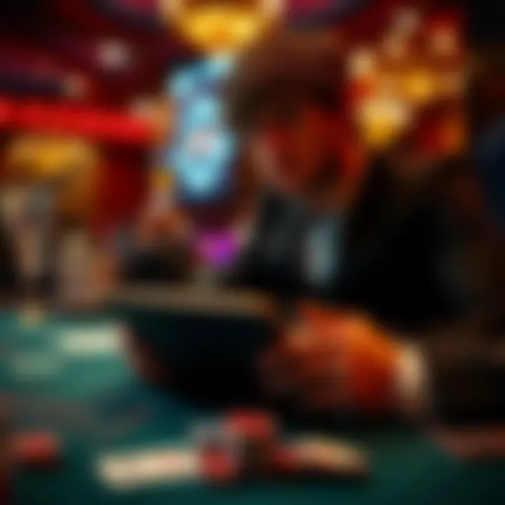 A player strategizing while using an iPad for blackjack