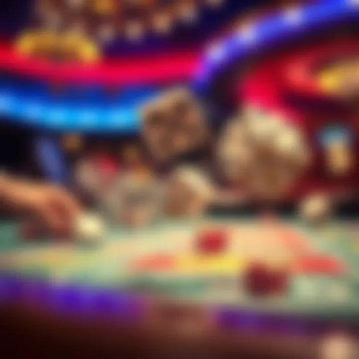 Close-up of dice being thrown in a game of craps