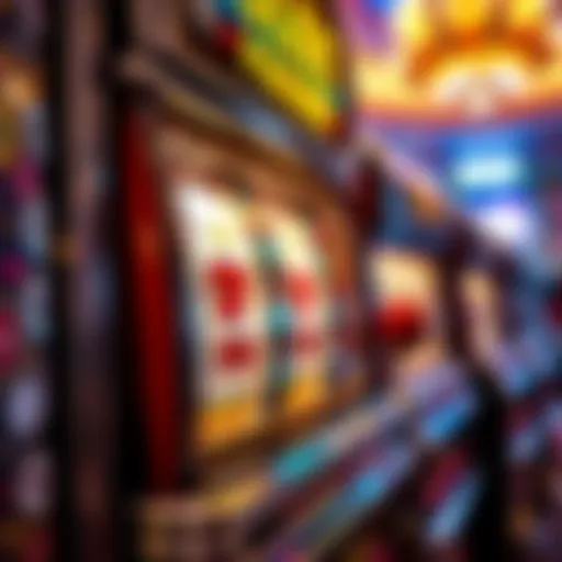 Classic Slot Machine Dynamics A detailed illustration of a classic slot machine with vibrant symbols and spinning reels