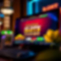 Showcasing the LuckyLand Slots Casino interface on a computer screen