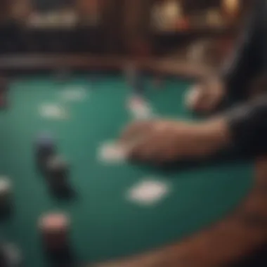 Strategic poker play on a felt table