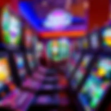 A vibrant display of Planet Hollywood slot machines showcasing various themes and designs