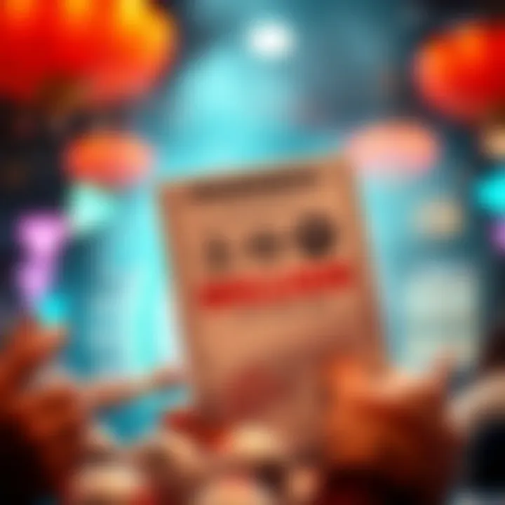 A visual representation of a lottery ticket with a backdrop of excitement.